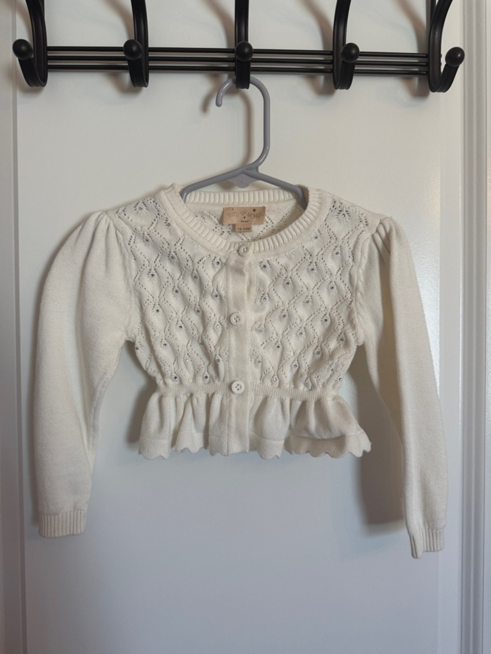 Tutu Du Monde 18-24 Cream Knit Peplum Cardigan
